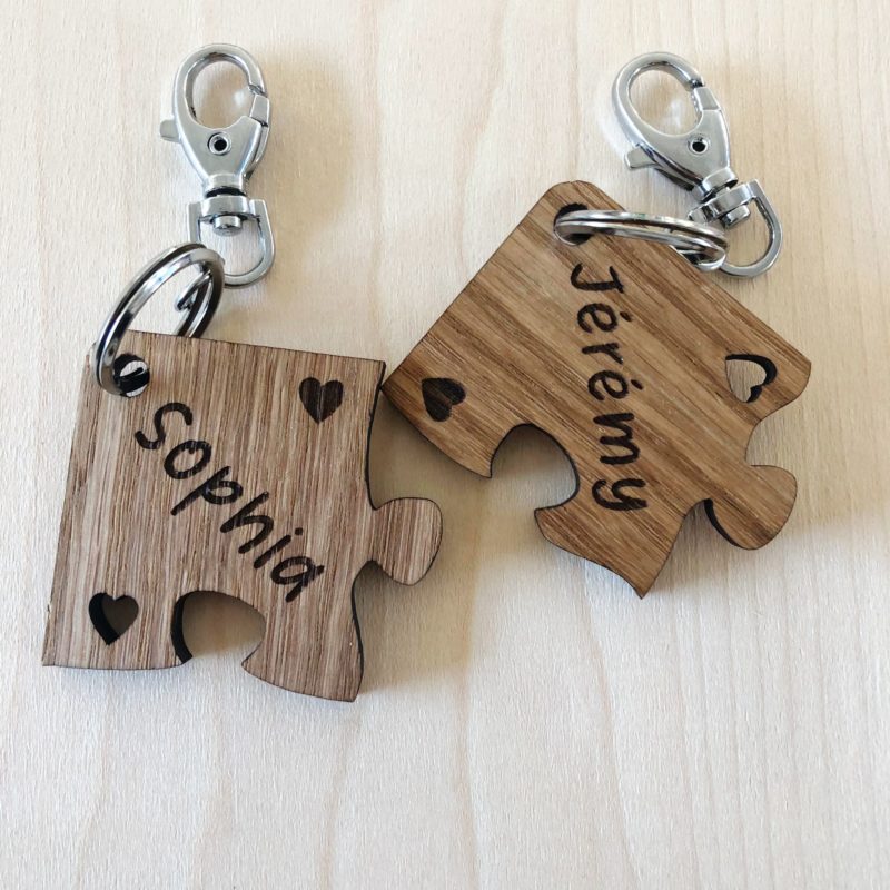 Porte-clés en bois pour amoureux