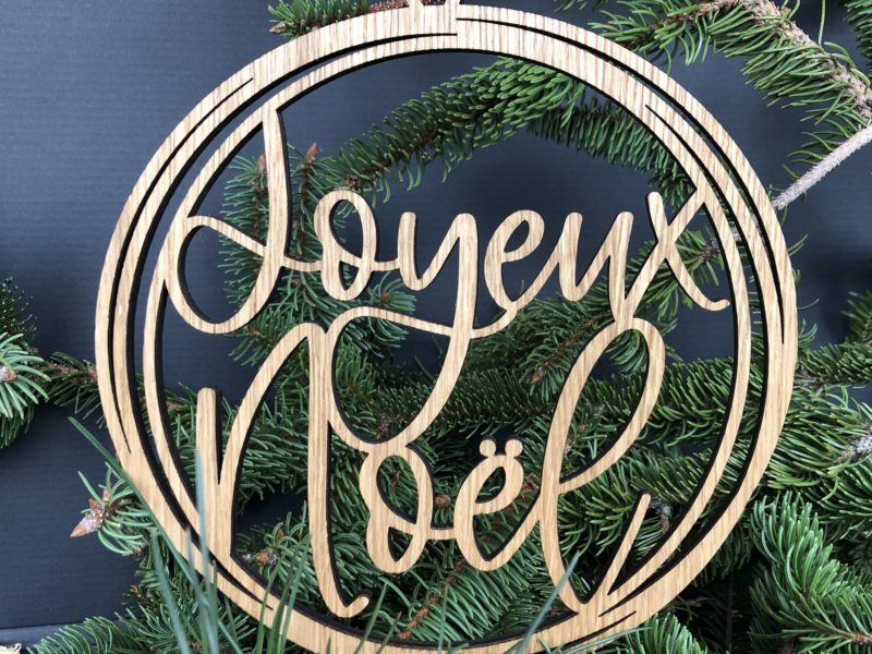 Boule en bois Joyeux Noël