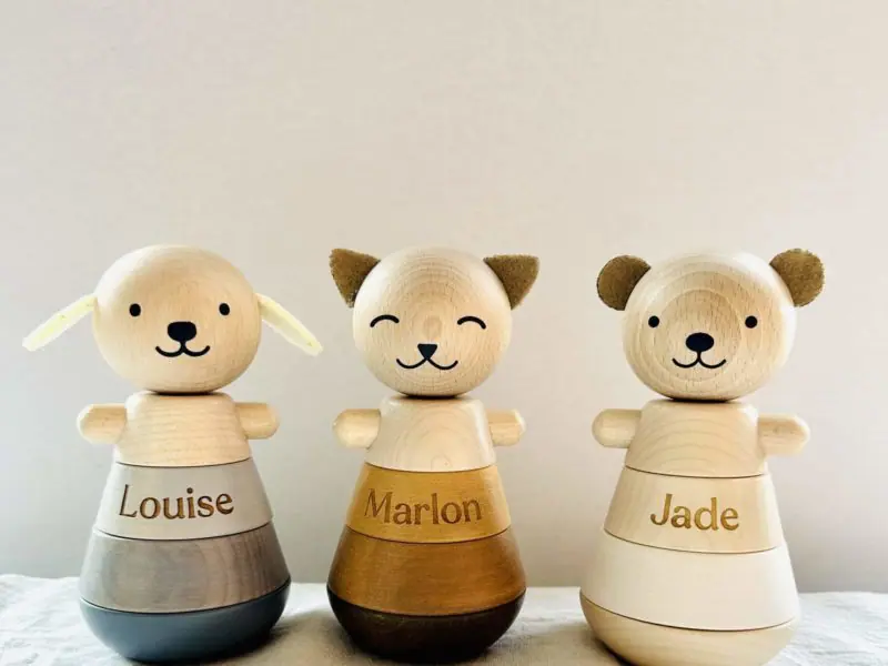 Personalized baby stacking tower